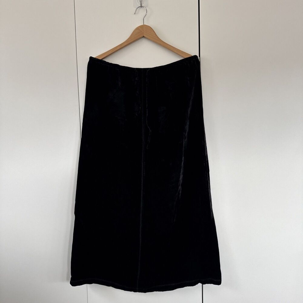 J Jill Stretch Black Velvet Pull-On Maxi Skirt Size Medium Vintage 496